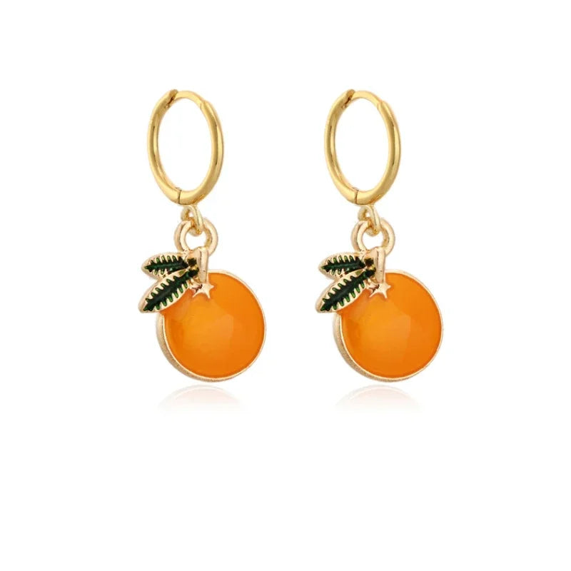 Papaya Enamel Fruit Pendant Dangle Earrings Summer Collection  INS Personality Creative Fruit Charm Earrings Jewelry Gift 2025