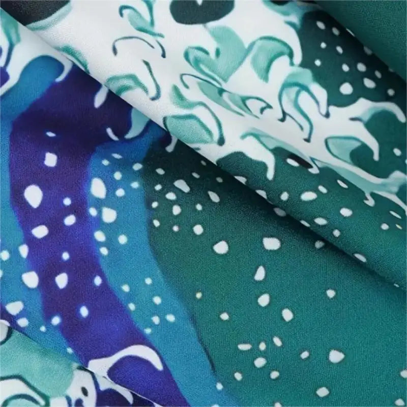 Men and Women's Japanese Kimono, Wave Carp, 3D Print Pattern Coat, Green Traditional Haori Cardigan, Japan Black Beach Clothing