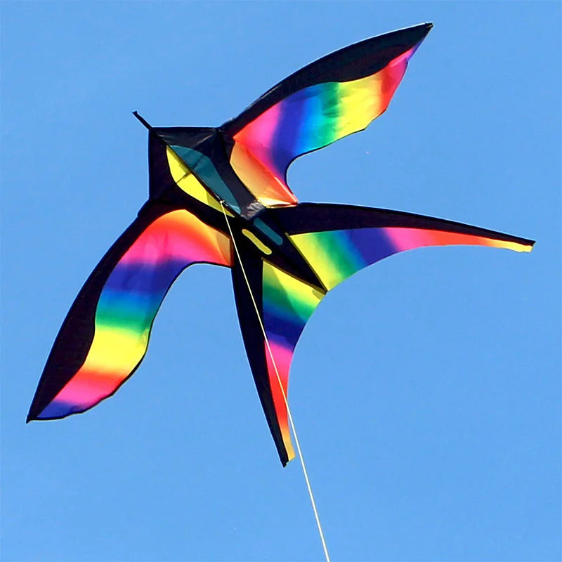 1.7m Easy to Fly Colorful Rainbow Bird Kite Outdoor Fun Sports Beach Triangle Kite Beginners Kids Adults Outdoor Toys Kite Gifts