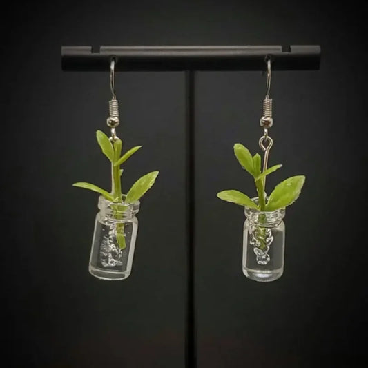 Grow Something Beautiful – Houseplant Clipping Jar Earrings for Those Who Keep Life Green