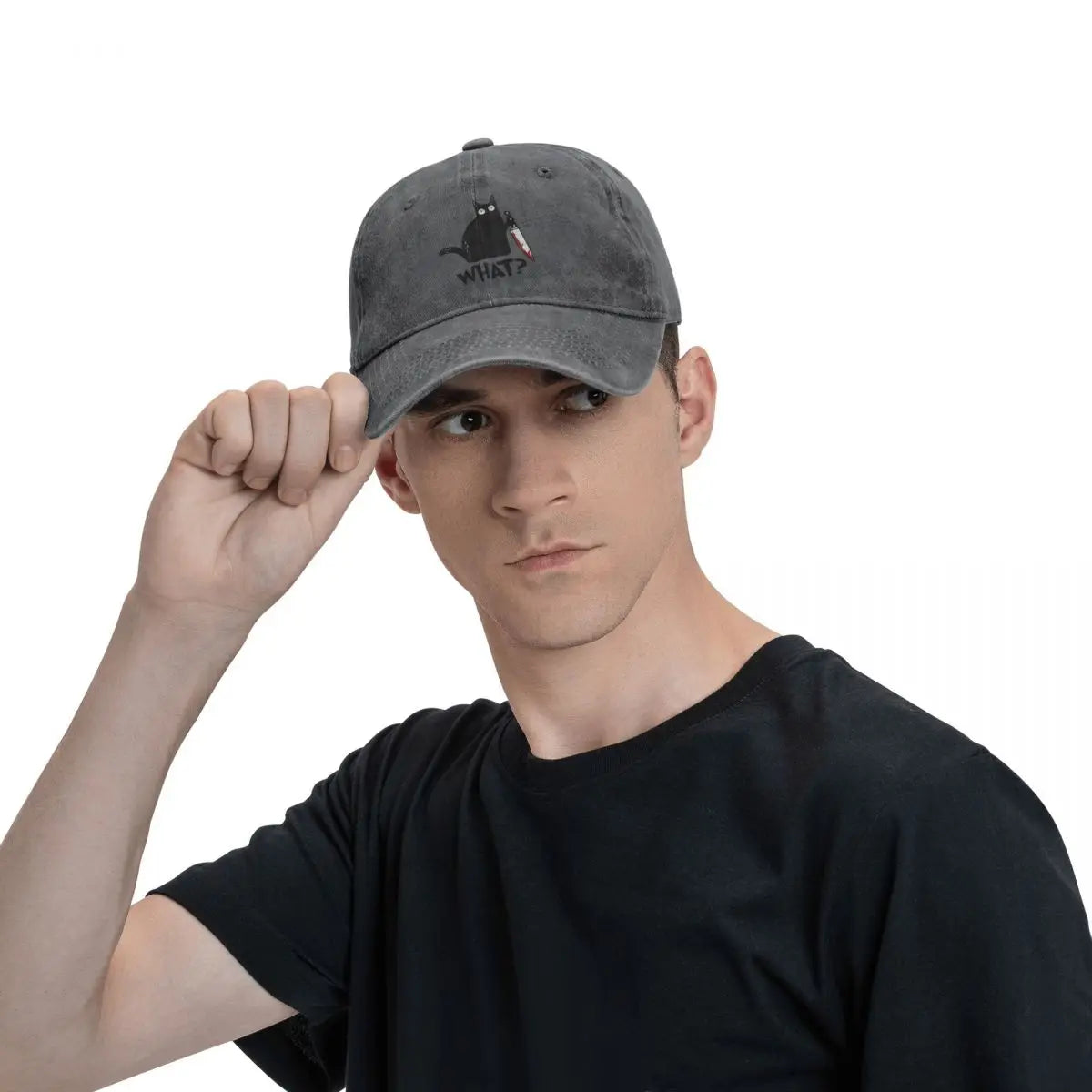 Cat What Murderous Black Cat With Knife Baseball Cap Men Hats Women Visor Protection Snapback Art Caps