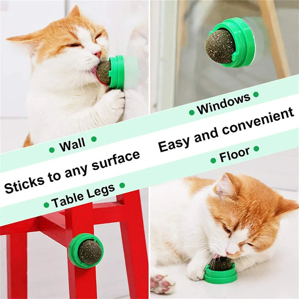 Natural Catnip Balls Lickable Cat Grass Snack Kitten Scratchers Toy Treats Chewing Fresh Breath For Small Medium Pet Cat