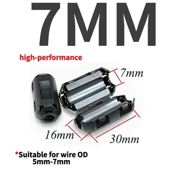 20/100 PCS Black Snap Magnetic Ring Ferrite Filter For Cable Shield EMC Inner Diameter 3.5MM 5/7/9/11/13/15MM Degaussing Filter