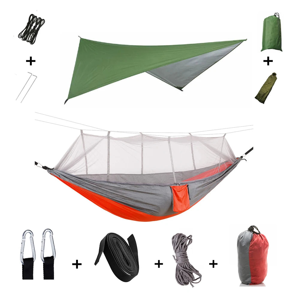 Shelter, Solitude, Survival – All-in-One Mosquito-Proof Camping Hammock with Rain Cover for the Wild at Heart