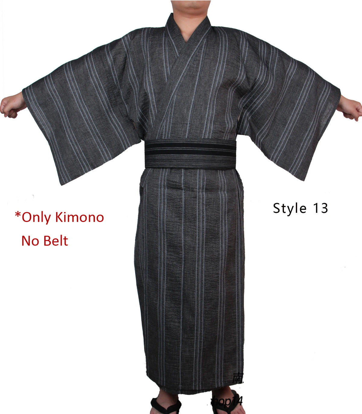 Japanese Traditional Samurai Kimono For Men Yukata Bathing Robe Hekoobi Loose Style Sauna Wear Homewear Belt Long Gown Cotton