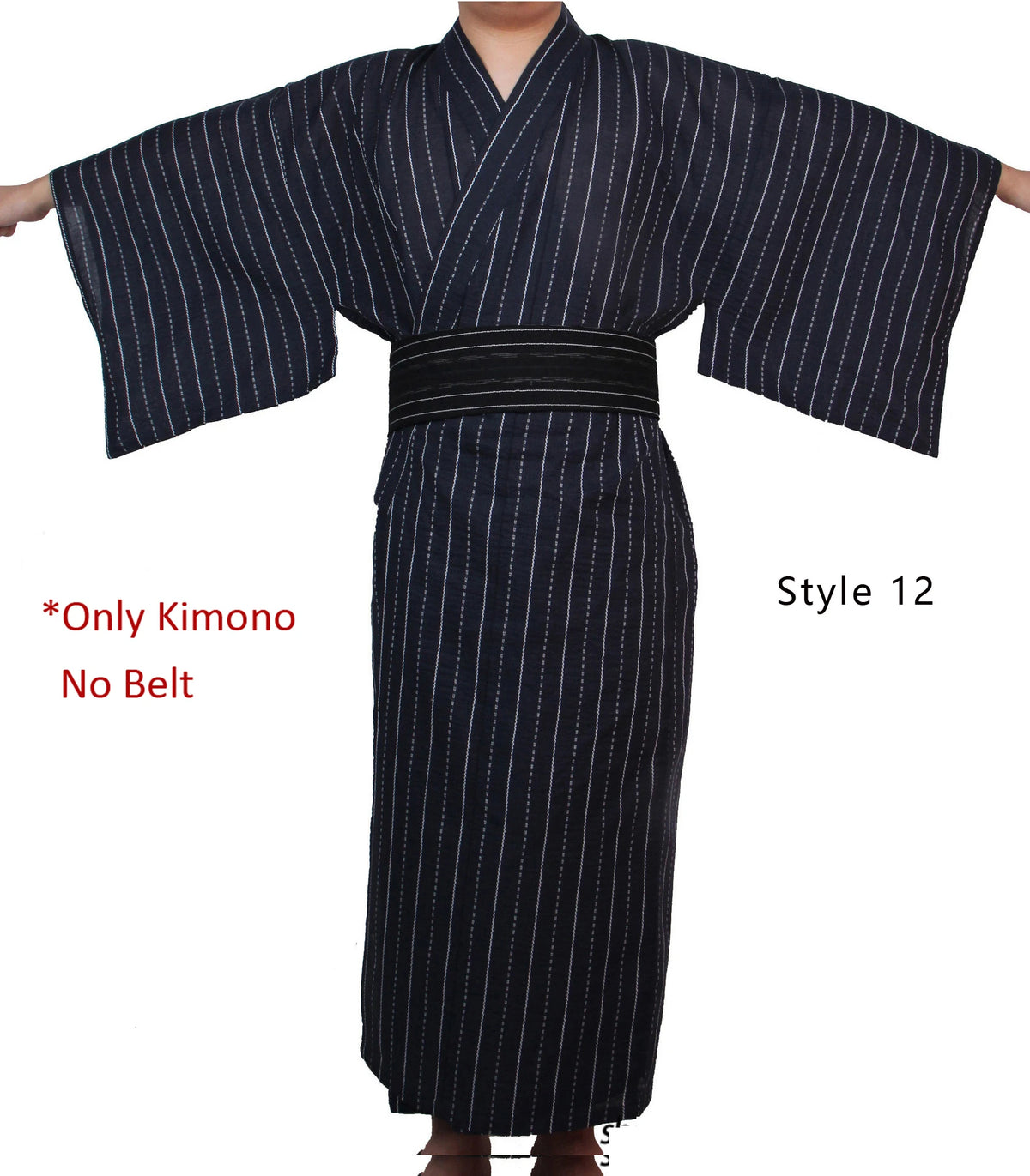 Japanese Traditional Samurai Kimono For Men Yukata Bathing Robe Hekoobi Loose Style Sauna Wear Homewear Belt Long Gown Cotton