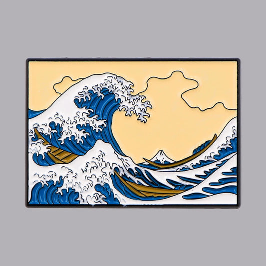 Japanese Waves Enamel Pin Painting Brooch Pines Lapel Pins Badge on Backpack Clothing Accessories Art Vintage Jewelry Gifts