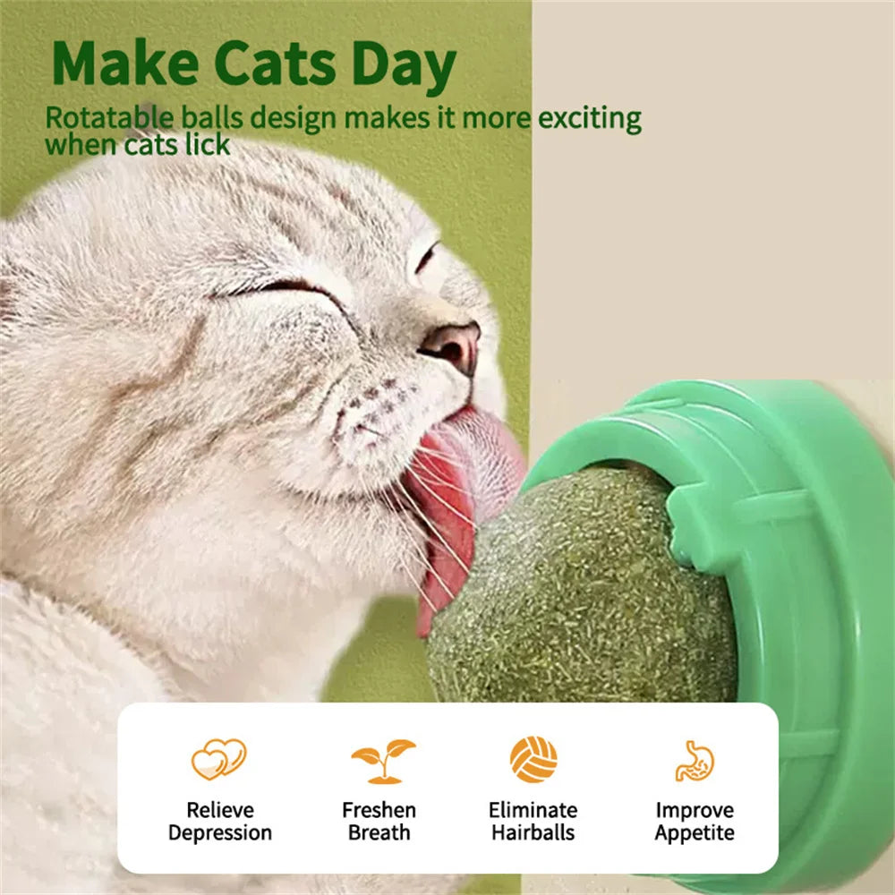 Natural Catnip Balls Lickable Cat Grass Snack Kitten Scratchers Toy Treats Chewing Fresh Breath For Small Medium Pet Cat