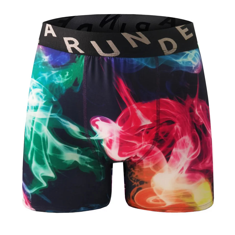 Fashion Men's 3D Cat Printed Funny Pattern Tilament Pants Breathable and Comfortable Fast Dry Sport Boxers Briefs Plus Size