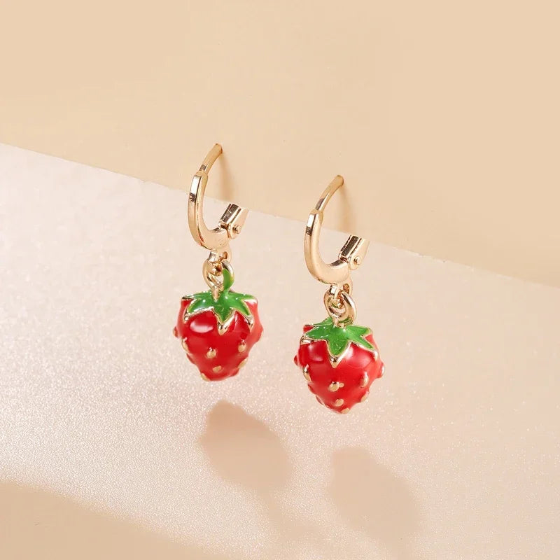 Papaya Enamel Fruit Pendant Dangle Earrings Summer Collection  INS Personality Creative Fruit Charm Earrings Jewelry Gift 2025