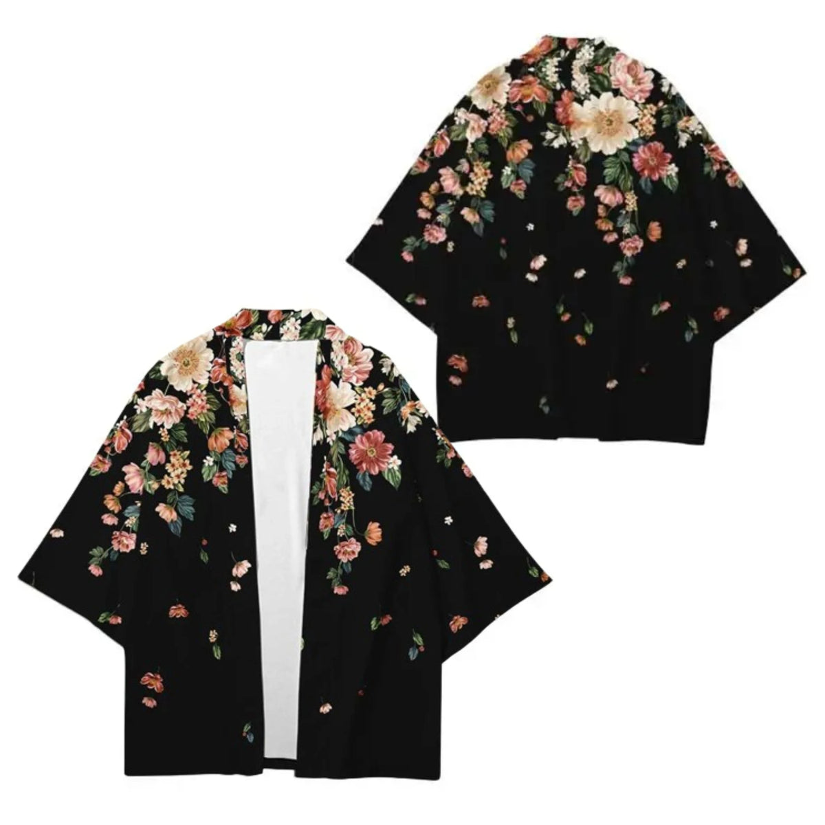 Asian Traditional Clothes Pink Floral Printed Japanese Kimono Men Women Loose 7 Sleeve Harajuku Haori Fashion Beach Cardigan