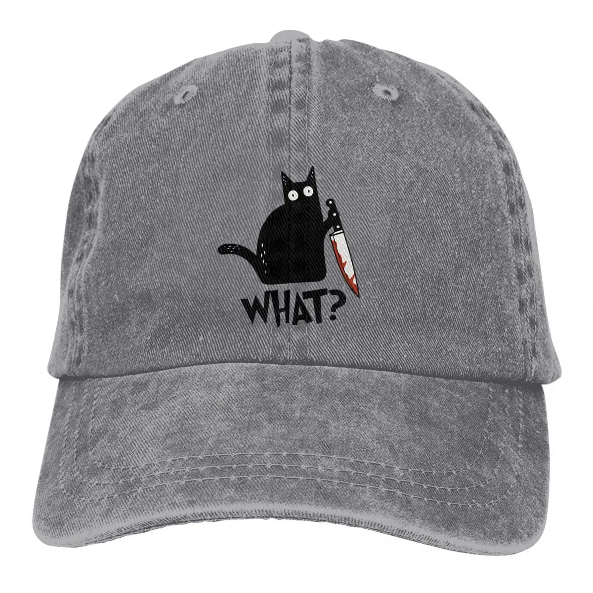 Cat What Murderous Black Cat With Knife Baseball Cap Men Hats Women Visor Protection Snapback Art Caps