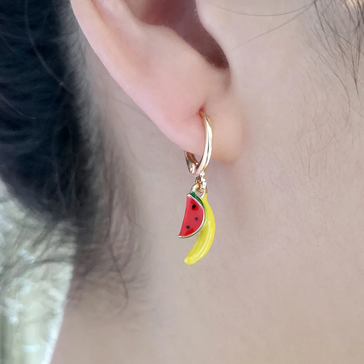 Papaya Enamel Fruit Pendant Dangle Earrings Summer Collection  INS Personality Creative Fruit Charm Earrings Jewelry Gift 2025