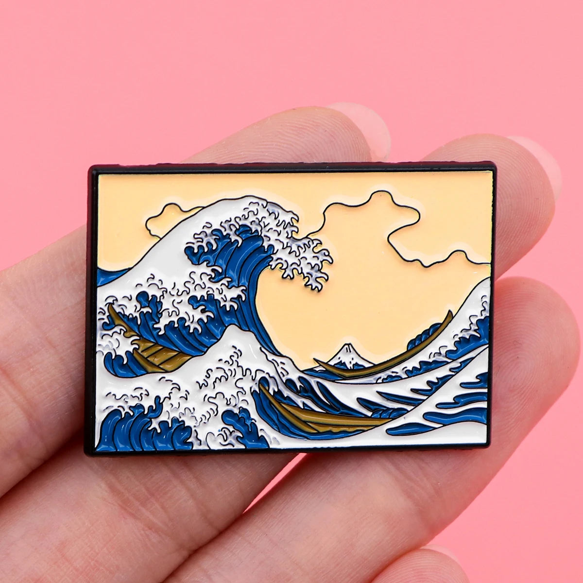 Japanese Waves Enamel Pin Painting Brooch Pines Lapel Pins Badge on Backpack Clothing Accessories Art Vintage Jewelry Gifts