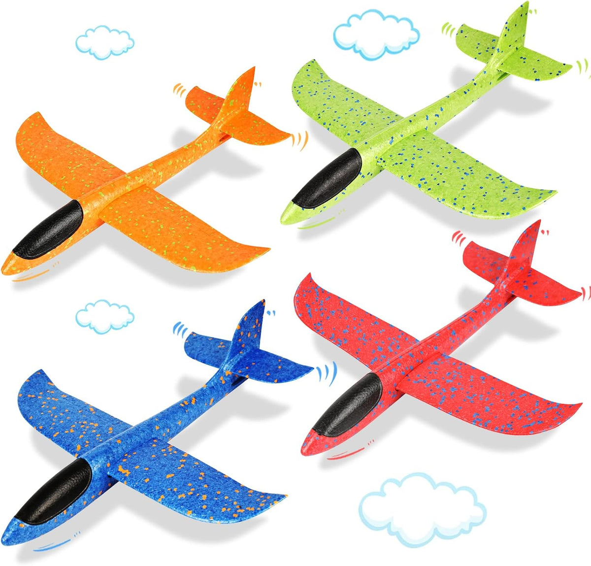 Foam Glider Planes for Kids, 4 Pcs Large Airplane Toys 17.3'' Polystyrene Aeroplane Toys Flying Gliders, Manual,Eep, Sturdy, Suitable for Family Outdoor Sports Parent-Kid Activities