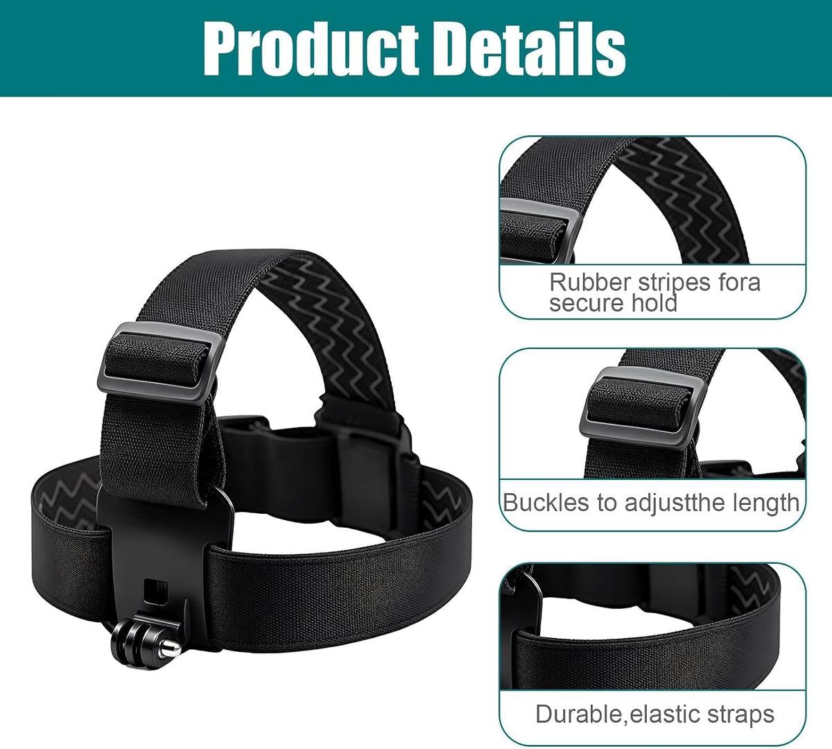 Head Strap Mount for Gopro Hero 13/12/11/10/9/8/7/6/5/4 Session 3+/3/2/1