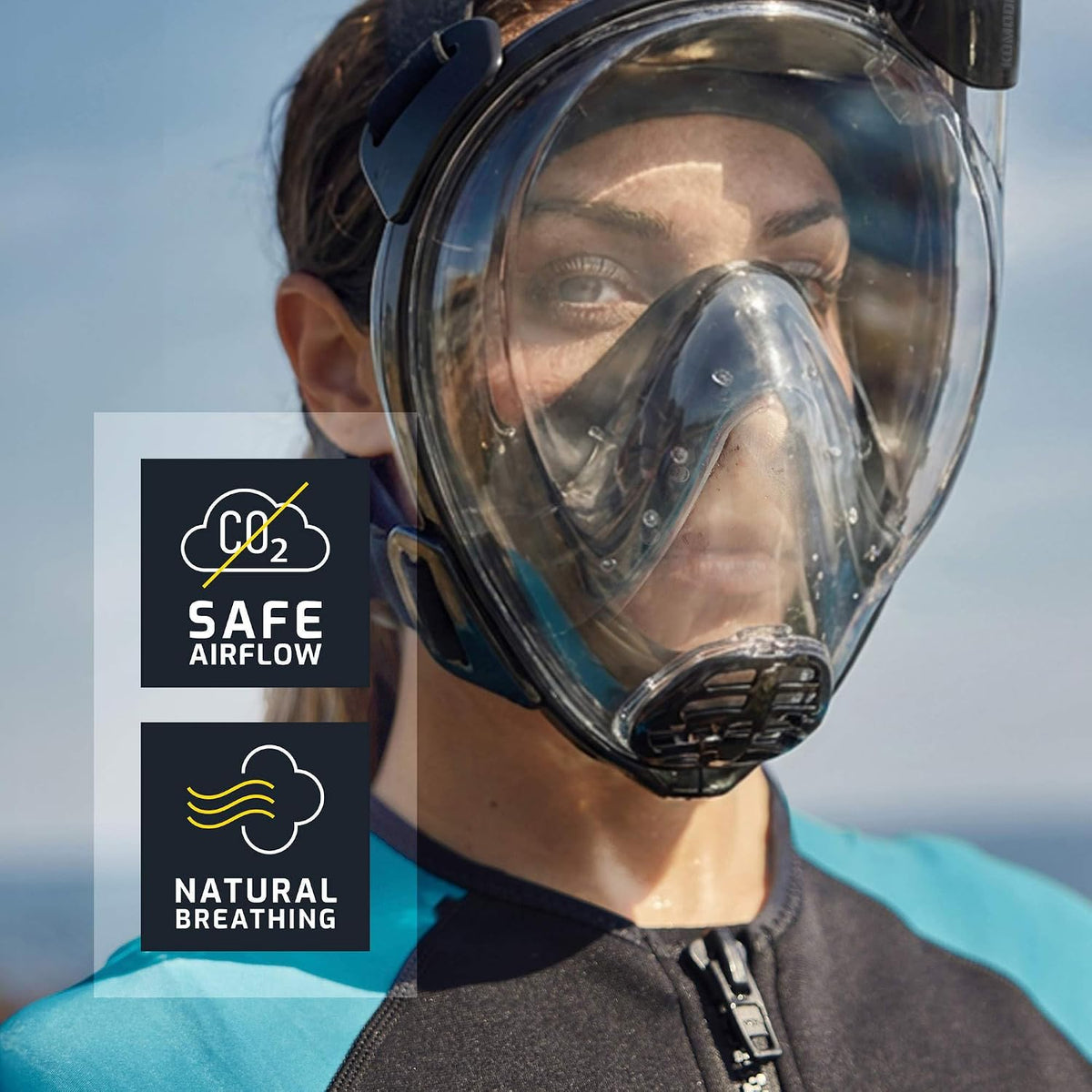 Cressi Komodo Full Face Snorkel Mask, Snorkel Set Adults, Dry Splash System