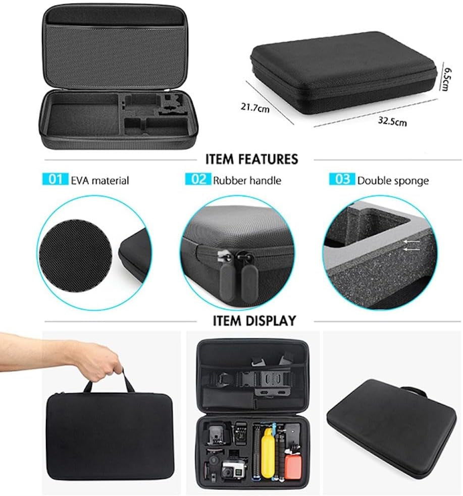 Extended 59 in 1 Action Camera Accessories Kit Compatible with Gopro Hero 13 & 9-12, DJI Osmo Action 2, 3, 4, Pro 5, Insta360 Ace Pro/Ace Pro 2 Akaso & Other Sports Cameras Durable Case