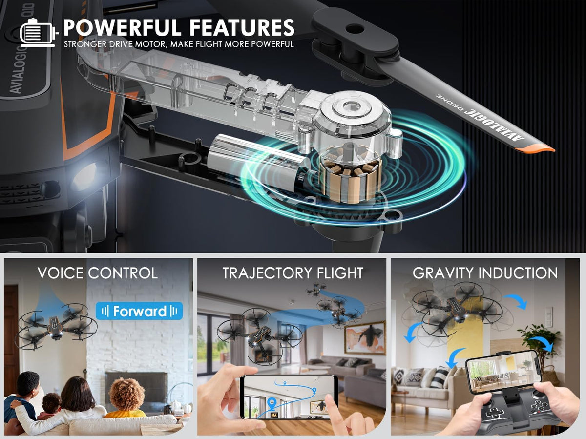 Q10 Mini Drone with Camera for Kids and Adults, 1080 HD FPV Foldable Quadcopter with Gravity Sensor Mode, Headless Mode, 3D Flips, Voice and Gesture Control, Kids Gift Toys for Boys Girls,Black