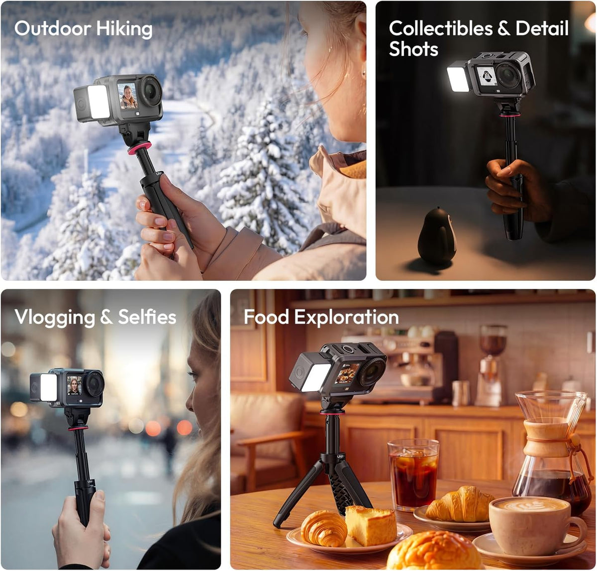 LM24 Vlogging Light for DJI Osmo Nano/Osmo Action 6, Waterproof Magnetic Mini LED Action Camera Video Light Accessories, Quick Release Photography LED Fill Light for Vlog Selfie Video Recording