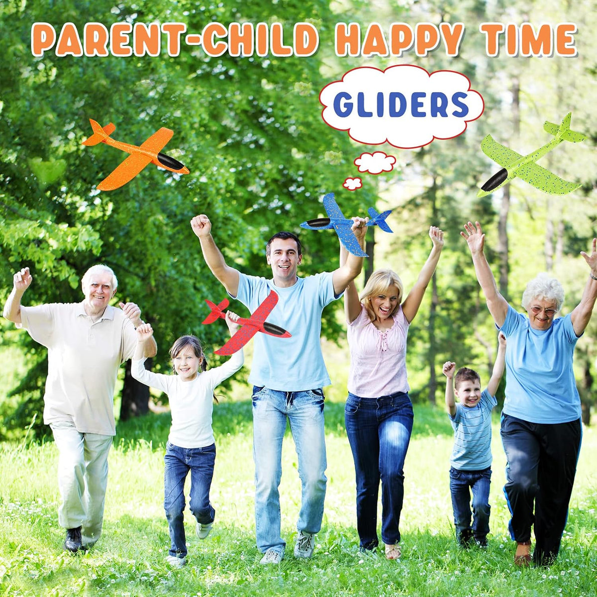 Foam Glider Planes for Kids, 4 Pcs Large Airplane Toys 17.3'' Polystyrene Aeroplane Toys Flying Gliders, Manual,Eep, Sturdy, Suitable for Family Outdoor Sports Parent-Kid Activities