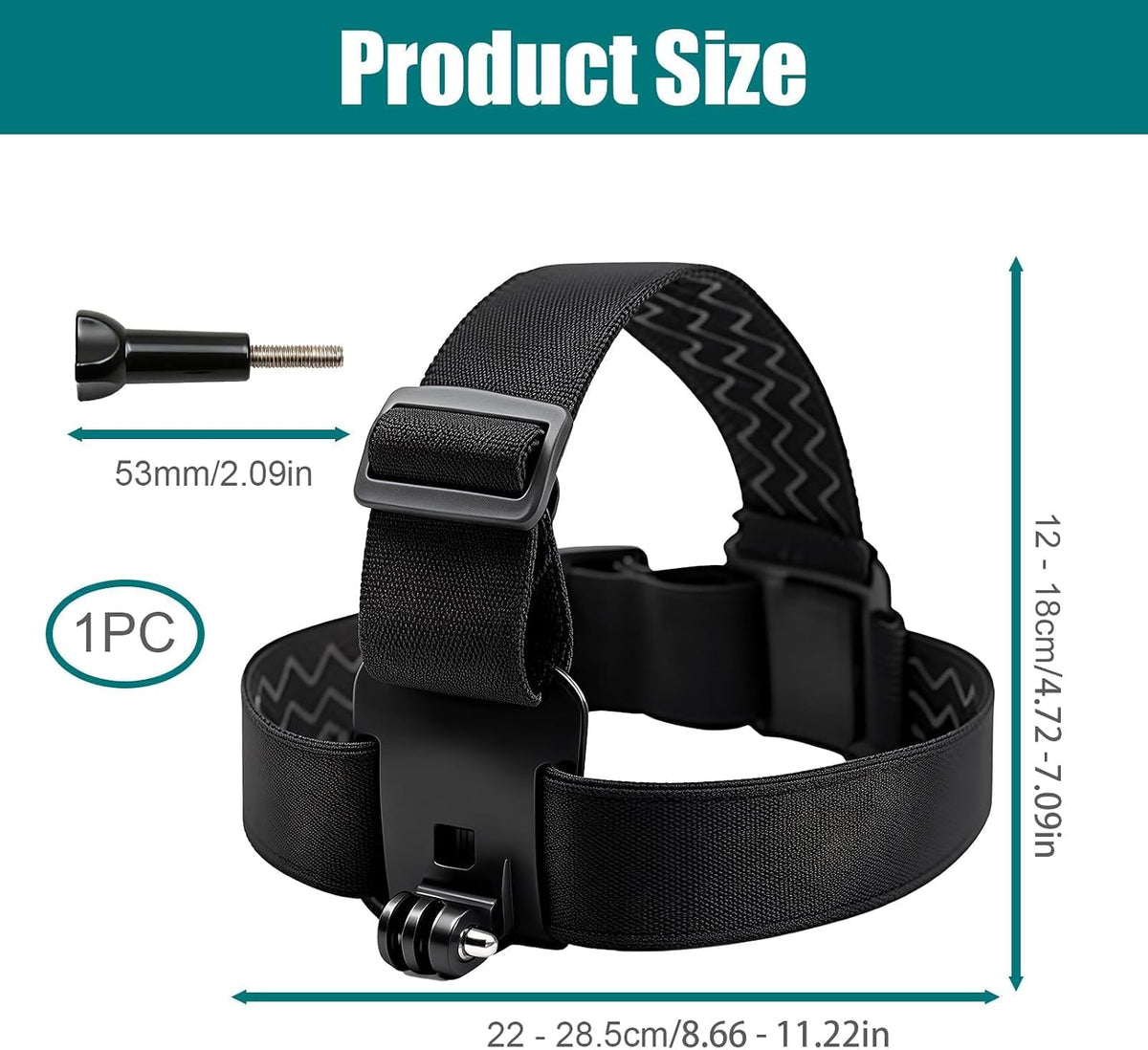 Head Strap Mount for Gopro Hero 13/12/11/10/9/8/7/6/5/4 Session 3+/3/2/1