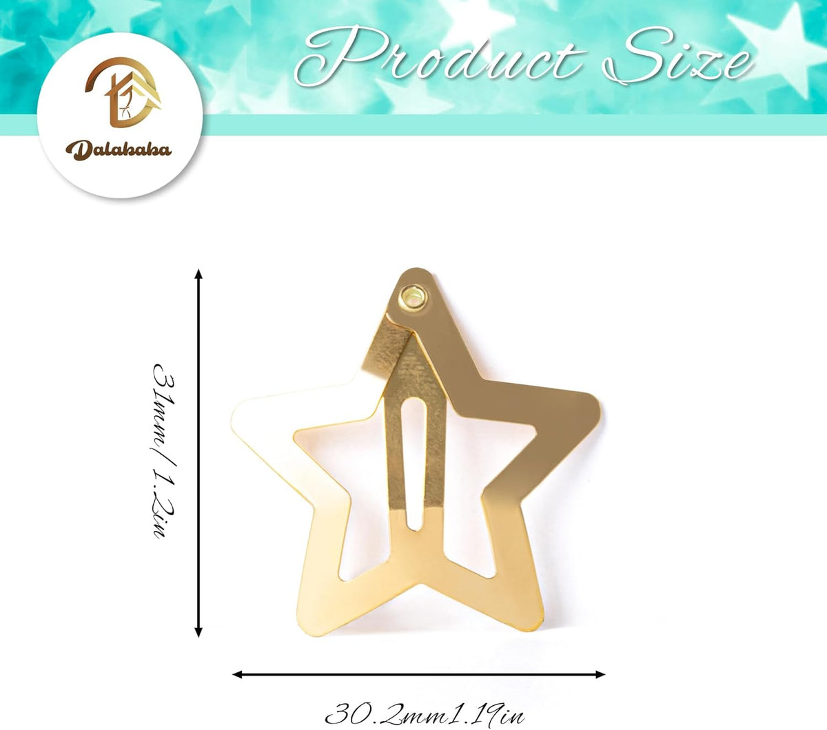 Star Hair Clips, 30 Pcs Metal Gold Y2K Accessories, 1.2 Inch Hollow Star Snap Hair Clips Vintage Punk for Women Girls (Gold)