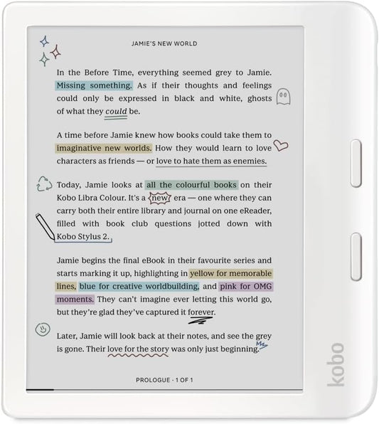 Libra Colour Ereader, 7” Colour E Ink, Waterproof, White