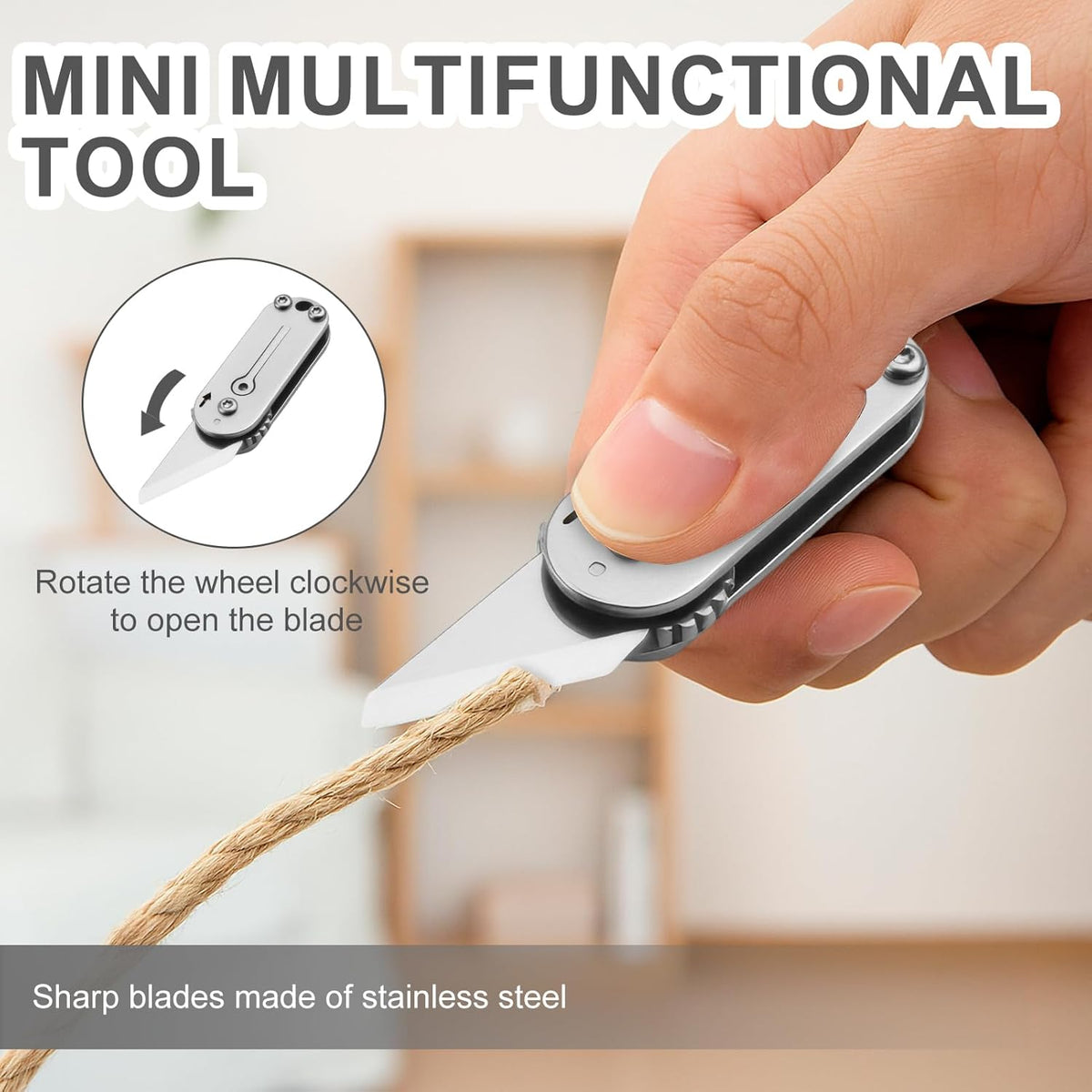 Multi Mini Pocket Box Opener, Small Pocket Multi Tool, Folding Utility Multitool, Titanium Box Tool, EDC Gadgets Outdoor Camping, DIY, Gift for Men