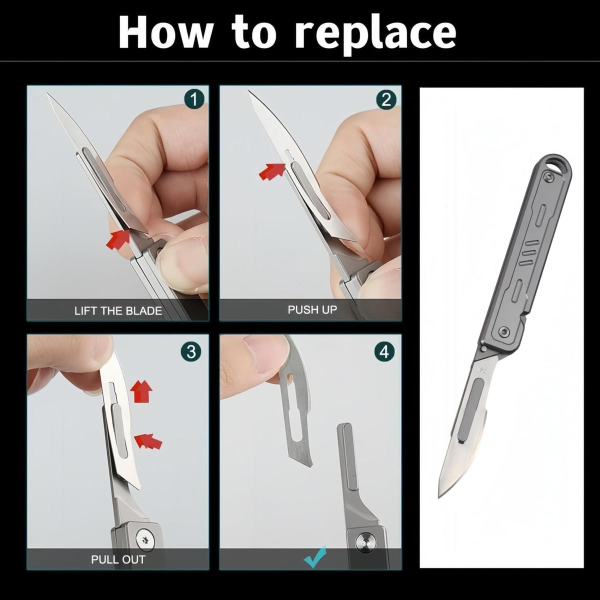 Mini Folding Scalpel, All-Steel Pocket Box Opener, Multitool EDC Pocket Tool with 10 Replaceable, EDC Gadgets for Outdoor Camping, DIY, Gift for Men(Silvery)