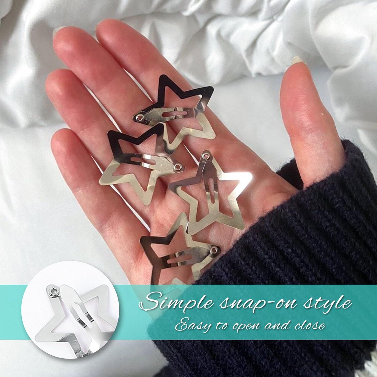 Star Hair Clips, 30 Pcs Metal Gold Y2K Accessories, 1.2 Inch Hollow Star Snap Hair Clips Vintage Punk for Women Girls (Gold)