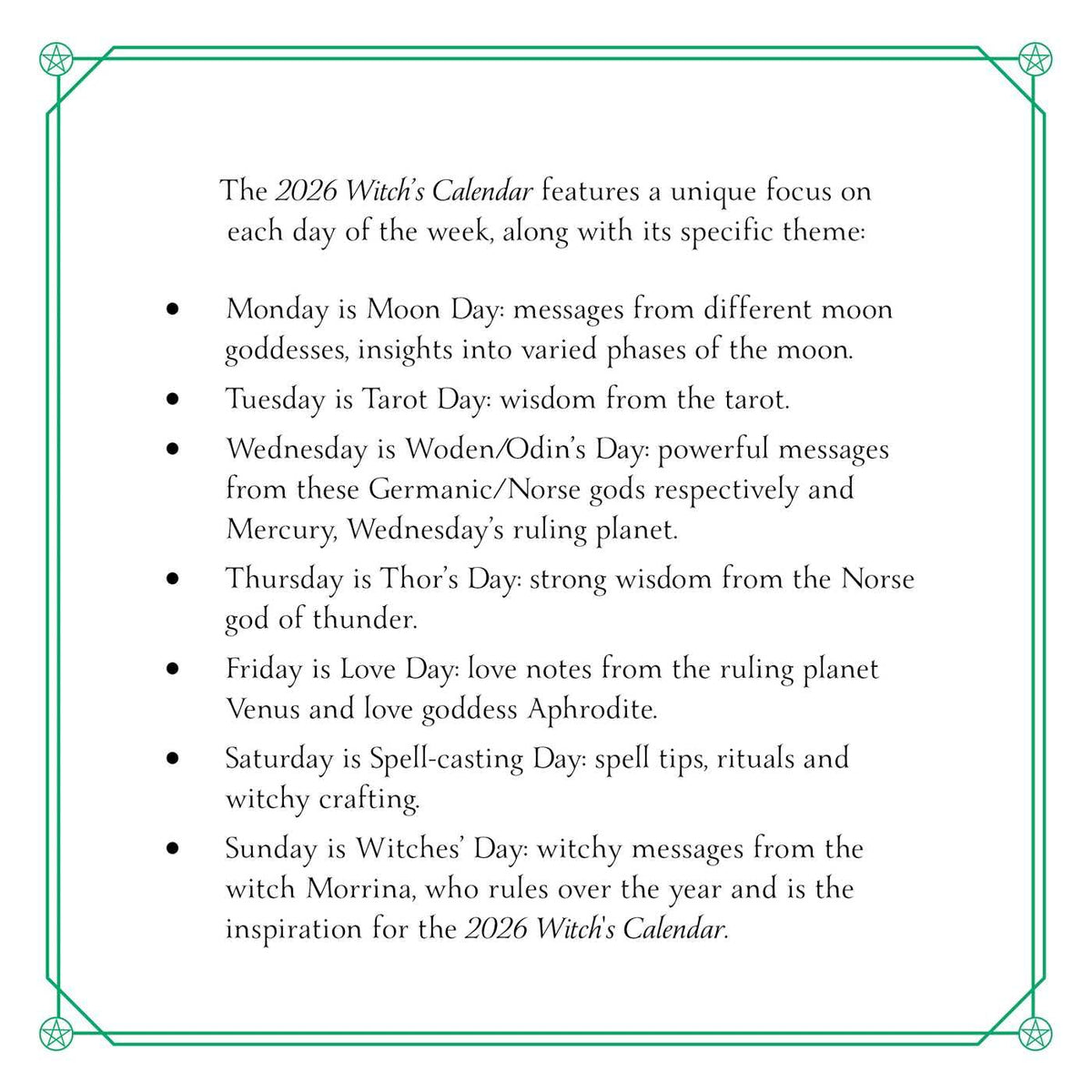 2026 Witch'S Calendar: Daily Magick Day-To-Day Calendar (Planners)