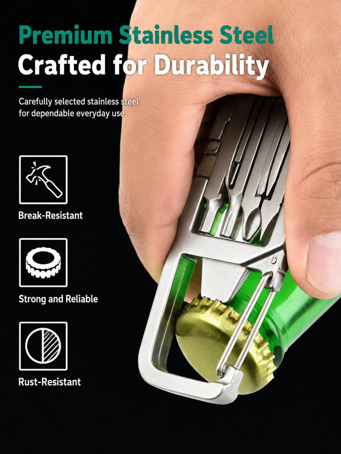 12-In-1 Stainless Steel Multitool Keychain
