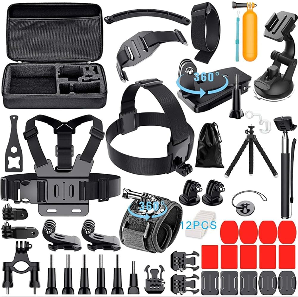 Extended 59 in 1 Action Camera Accessories Kit Compatible with Gopro Hero 13 & 9-12, DJI Osmo Action 2, 3, 4, Pro 5, Insta360 Ace Pro/Ace Pro 2 Akaso & Other Sports Cameras Durable Case