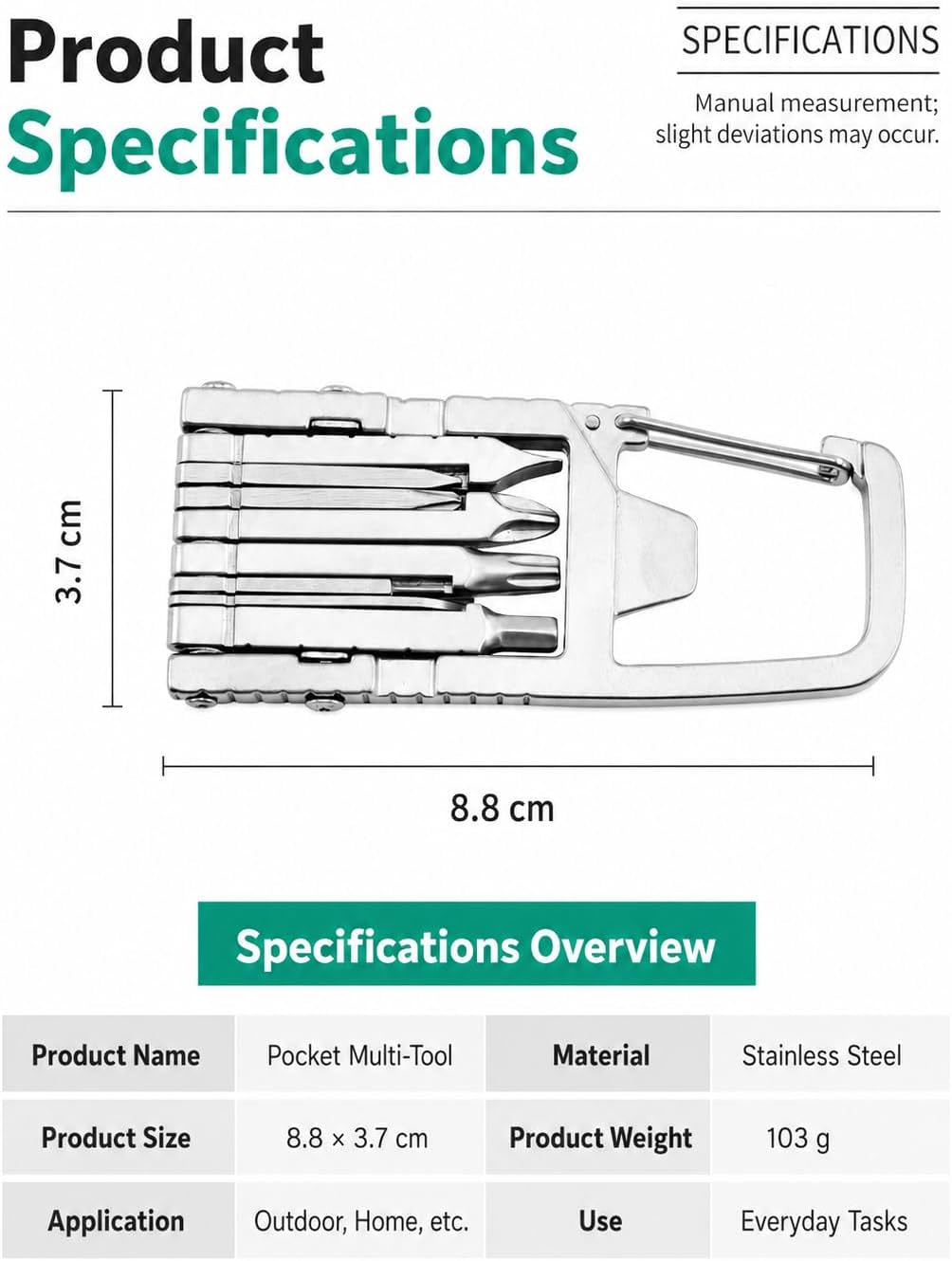 12-In-1 Stainless Steel Multitool Keychain