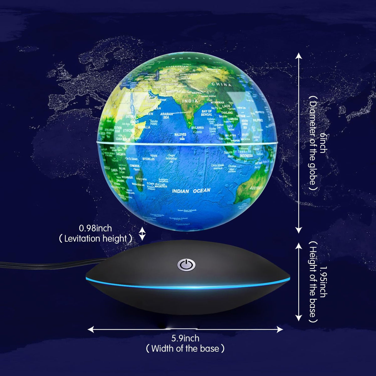 Magnetic Levitation Floating Globe, Rotating World Globe