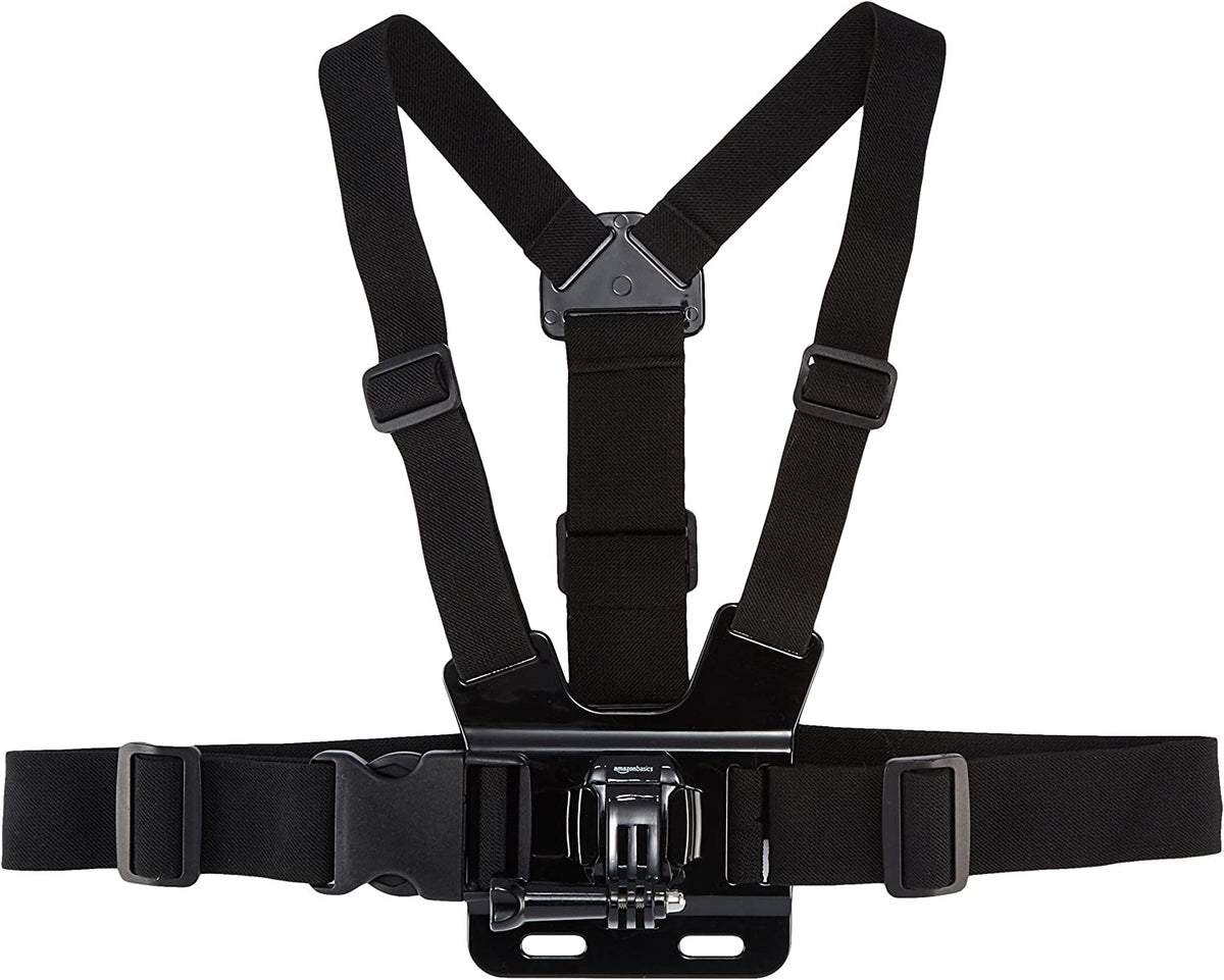 Adjustable Chest Mount Harness for Gopro and Action Cameras, Lightweight & Comfortable, Black