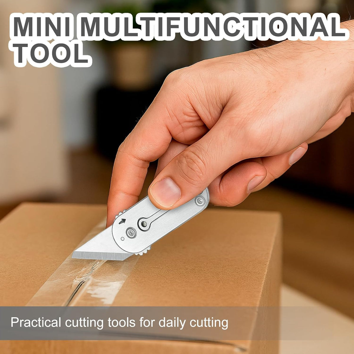 Multi Mini Pocket Box Opener, Small Pocket Multi Tool, Folding Utility Multitool, Titanium Box Tool, EDC Gadgets Outdoor Camping, DIY, Gift for Men