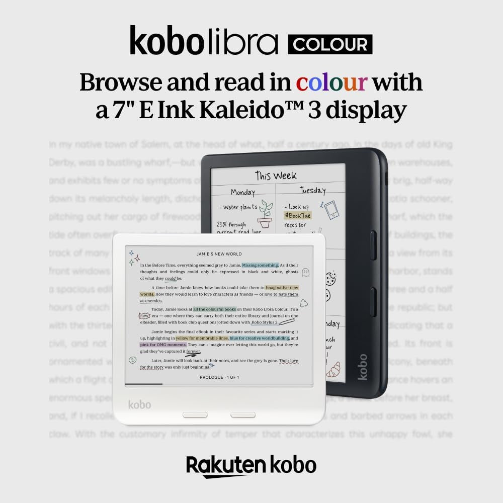 Libra Colour Ereader, 7” Colour E Ink, Waterproof, White