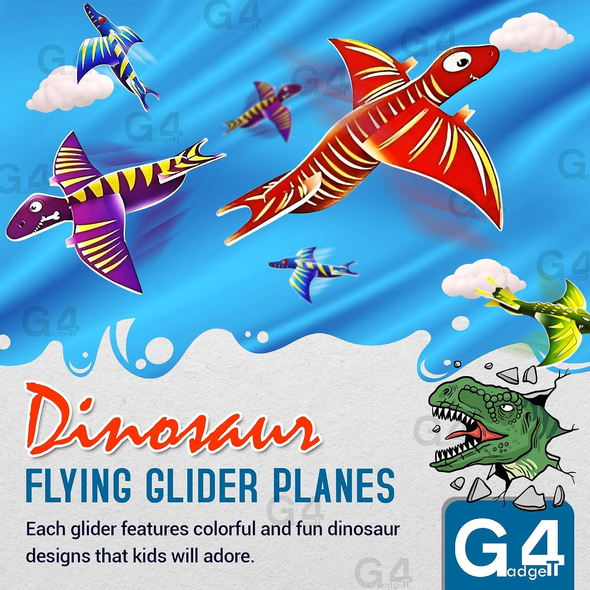 Pack of 12 Dinosaur Flying Glider Planes Kids Gift-Party Loot Bag Stocking Fillers Fun